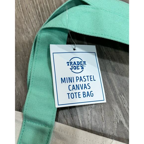 Trader Joe’s Mini Pastel Green Canvas Tote Bag Limited New With Tags SHIP ASAP - Picture 5 of 5
